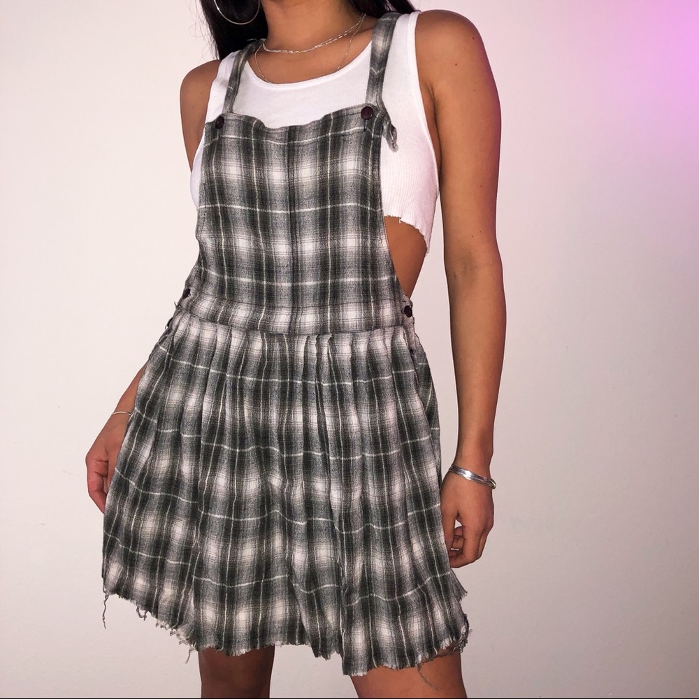 ~ VINTAGE PLAID OVERALL DRESS ~
